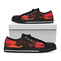 Red Sunset Samurai Print Black Low Top Sneakers