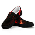 Red Sunset Samurai Print Black Slip On Sneakers