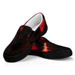 Red Sunset Samurai Print Black Slip On Shoes