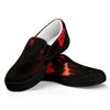 Red Sunset Samurai Print Black Slip On Shoes