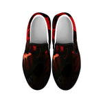 Red Sunset Samurai Print Black Slip On Shoes