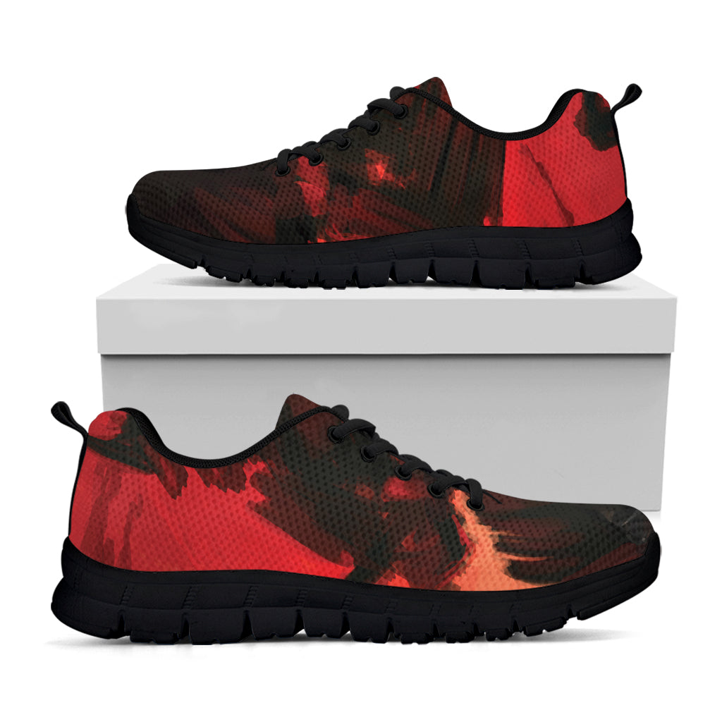 Red Sunset Samurai Print Black Sneakers