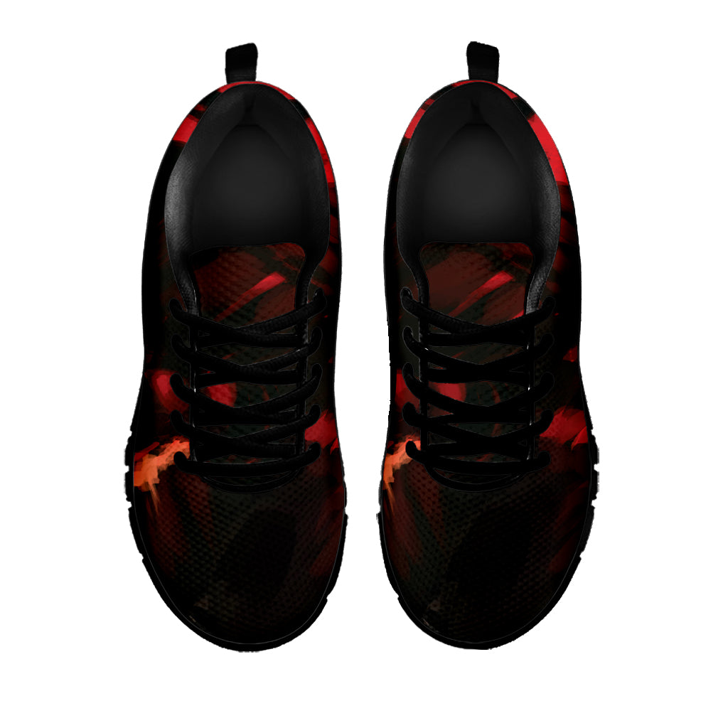 Red Sunset Samurai Print Black Sneakers