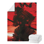 Red Sunset Samurai Print Blanket