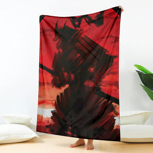 Red Sunset Samurai Print Blanket