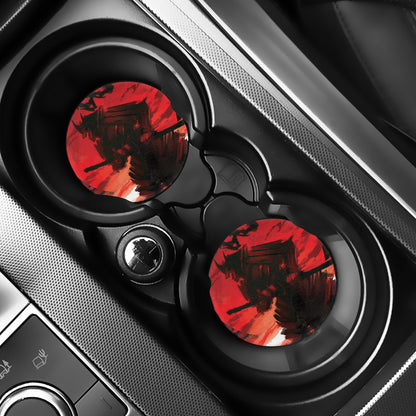 Red Sunset Samurai Print Car Coasters