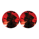 Red Sunset Samurai Print Car Coasters