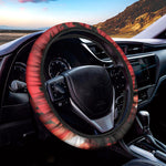 Red Sunset Samurai Print Car Steering Wheel Cover