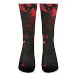Red Sunset Samurai Print Crew Socks