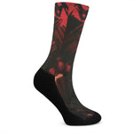 Red Sunset Samurai Print Crew Socks