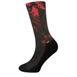 Red Sunset Samurai Print Crew Socks
