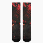 Red Sunset Samurai Print Crew Socks