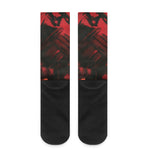 Red Sunset Samurai Print Crew Socks
