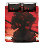 Red Sunset Samurai Print Duvet Cover Bedding Set