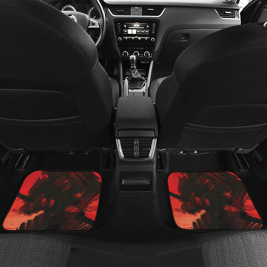 Red Sunset Samurai Print Front and Back Car Floor Mats