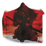 Red Sunset Samurai Print Hooded Blanket
