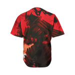 Red Sunset Samurai Print Men's Baseball Jersey