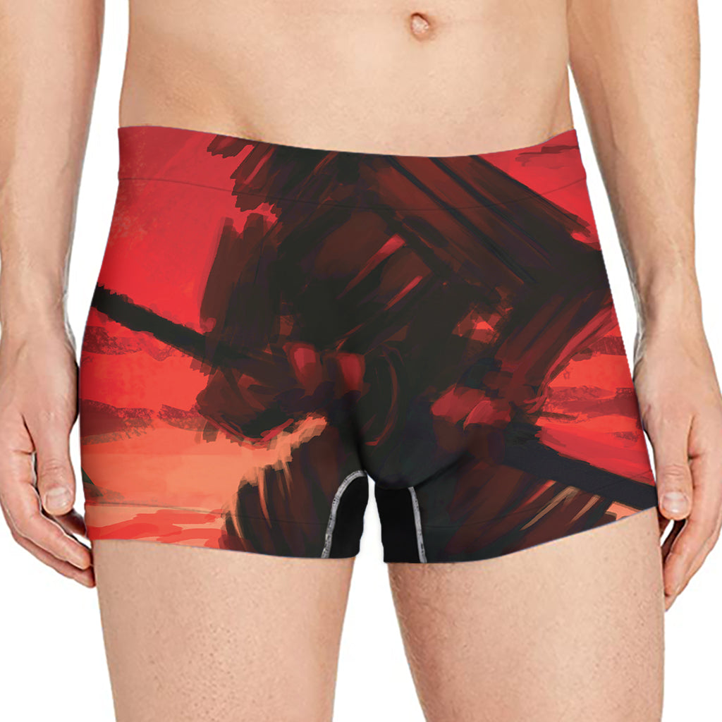 Red Sunset Samurai Print Men's Boxer Briefs