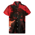 Red Sunset Samurai Print Men's Short Sleeve Shirt