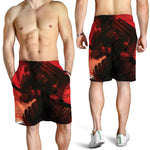 Red Sunset Samurai Print Men's Shorts