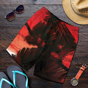 Red Sunset Samurai Print Men's Shorts