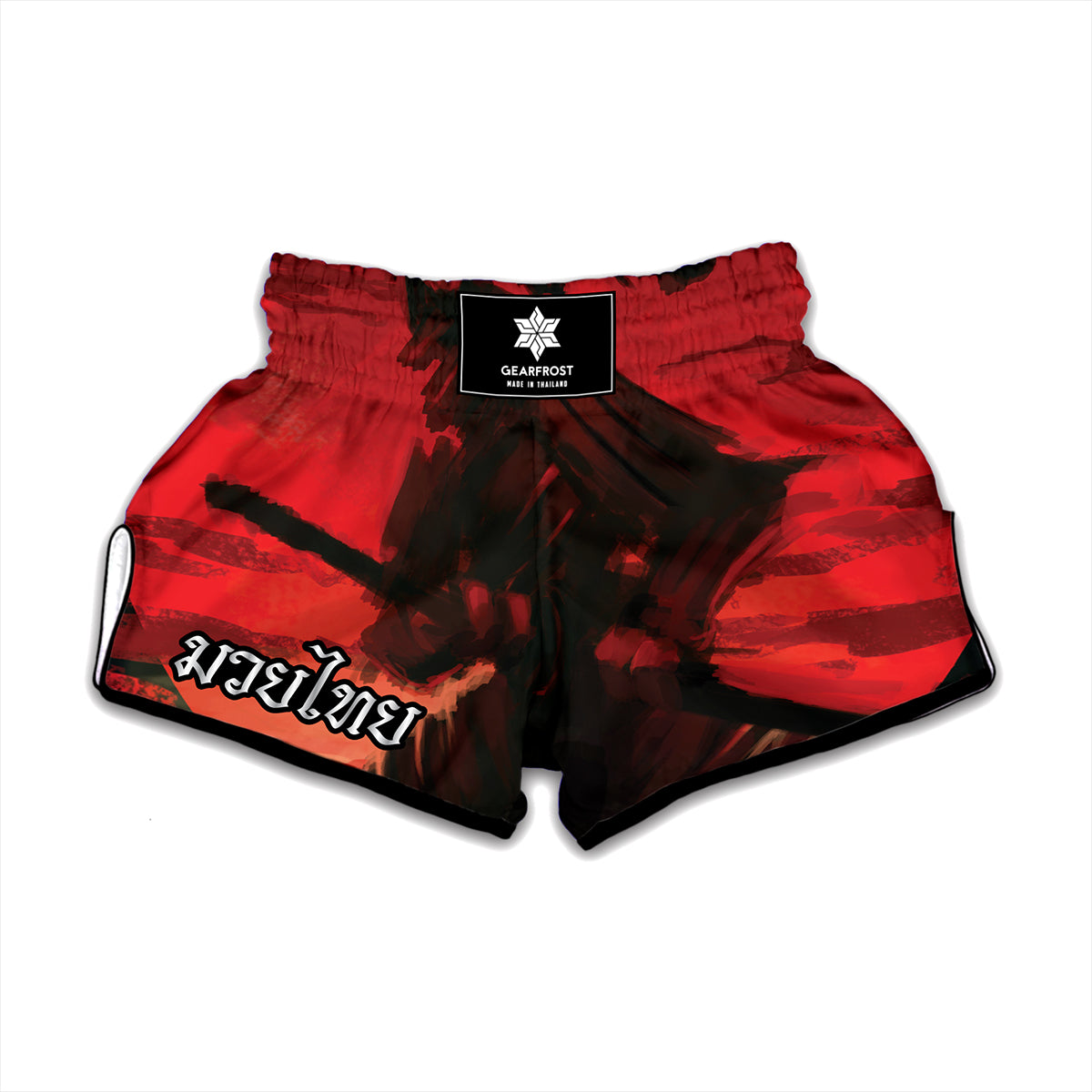 Red Sunset Samurai Print Muay Thai Boxing Shorts