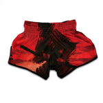 Red Sunset Samurai Print Muay Thai Boxing Shorts