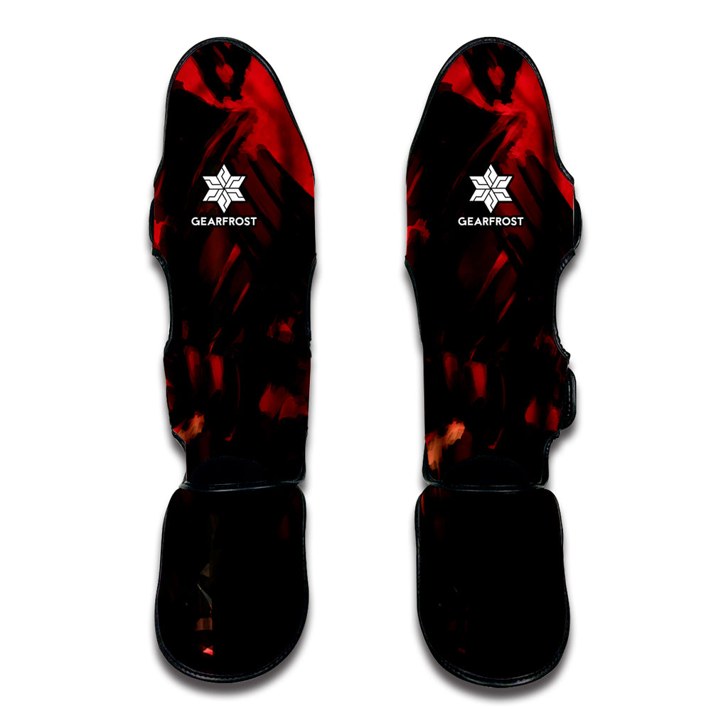 Red Sunset Samurai Print Muay Thai Shin Guard