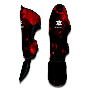 Red Sunset Samurai Print Muay Thai Shin Guard