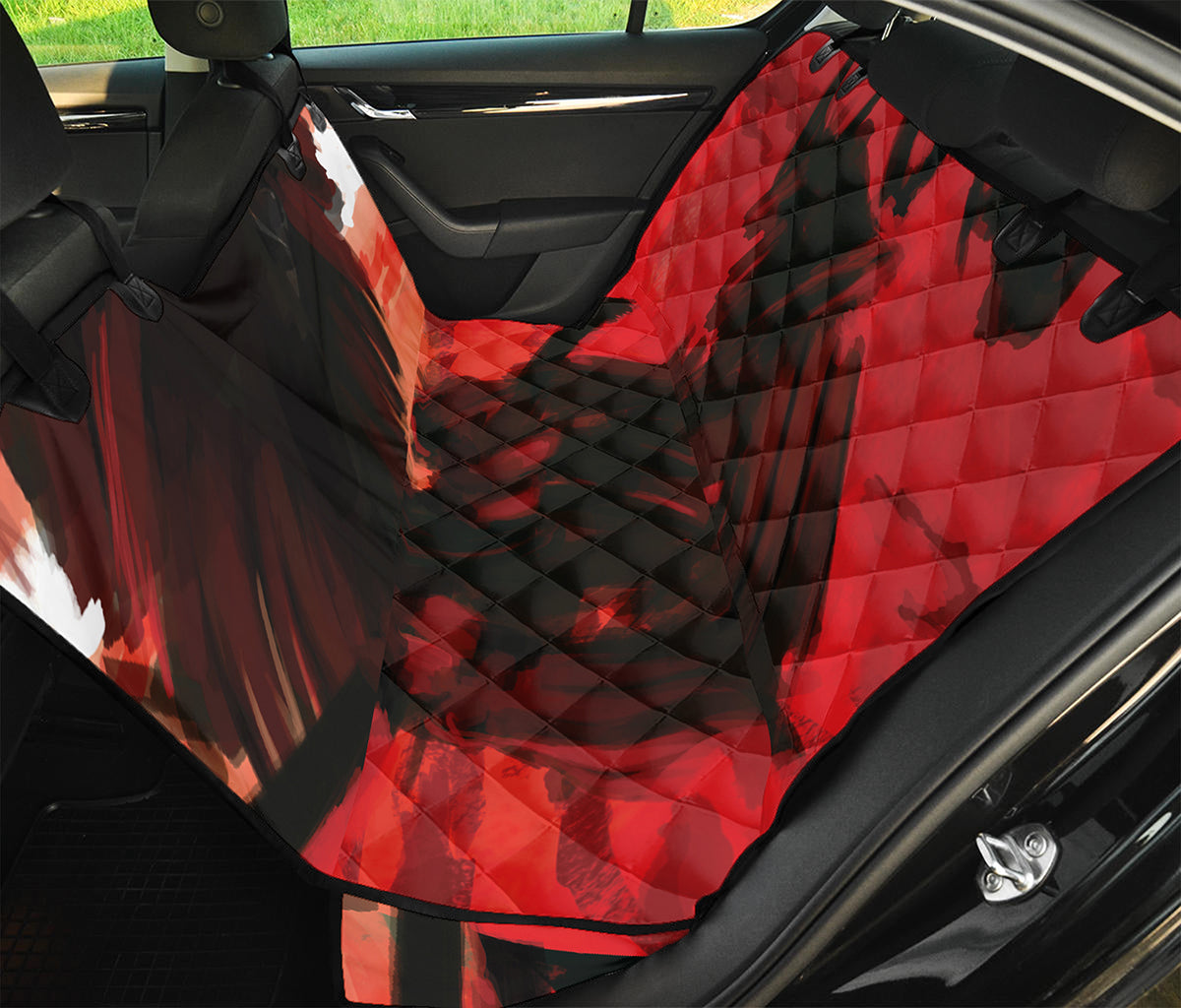 Red Sunset Samurai Print Pet Car Back Seat Cover