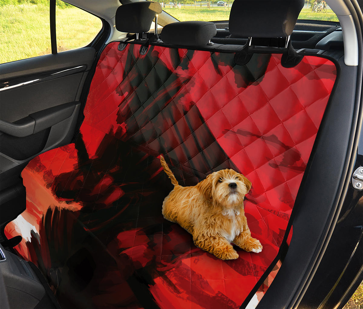 Red Sunset Samurai Print Pet Car Back Seat Cover