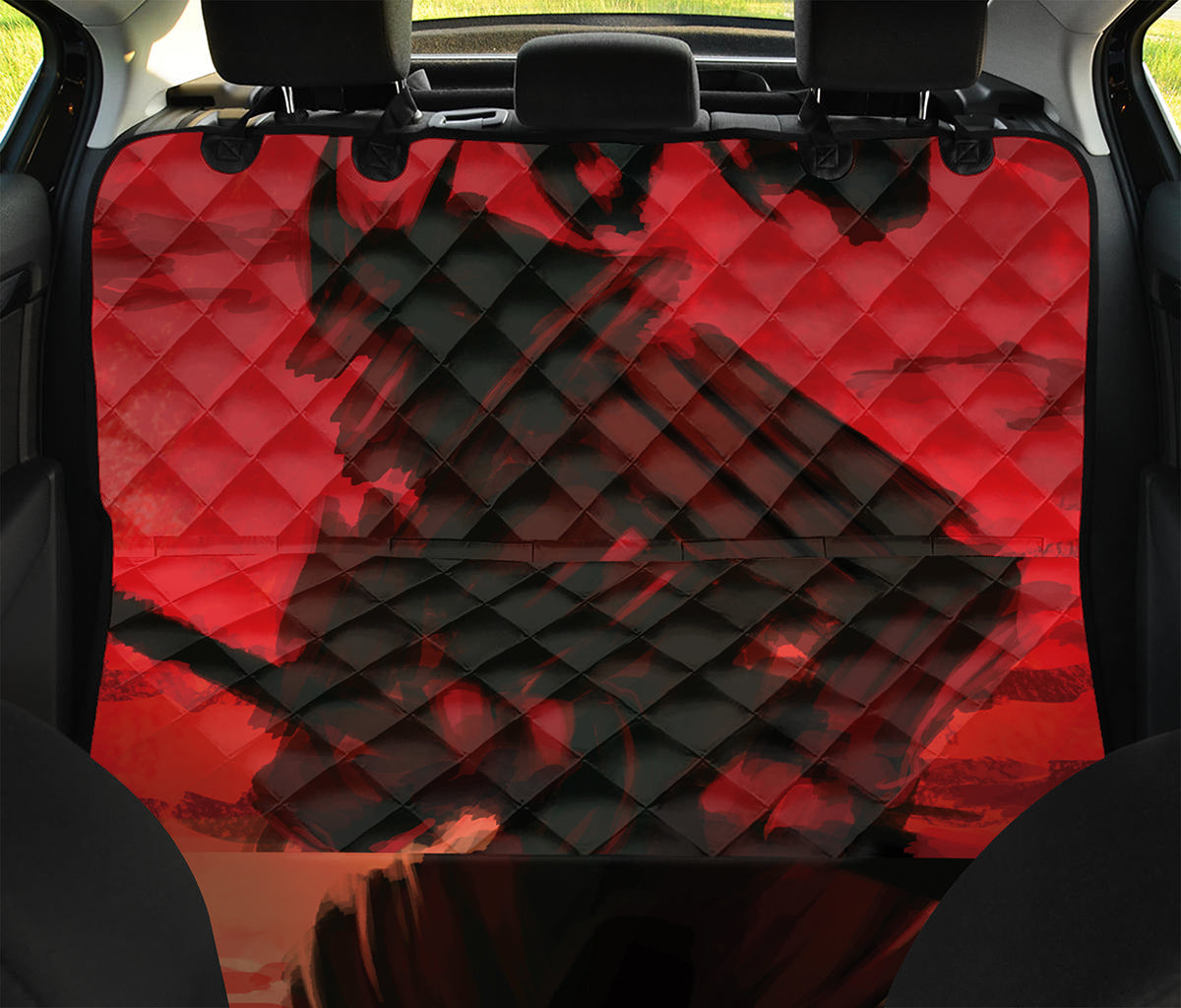 Red Sunset Samurai Print Pet Car Back Seat Cover