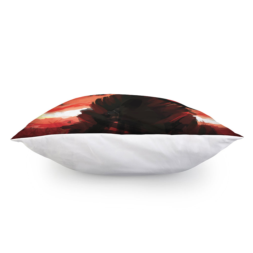 Red Sunset Samurai Print Pillow Cover
