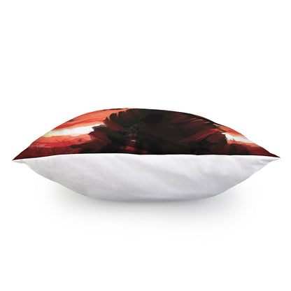 Red Sunset Samurai Print Pillow Cover