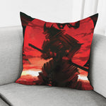 Red Sunset Samurai Print Pillow Cover