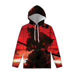 Red Sunset Samurai Print Pullover Hoodie