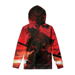 Red Sunset Samurai Print Pullover Hoodie