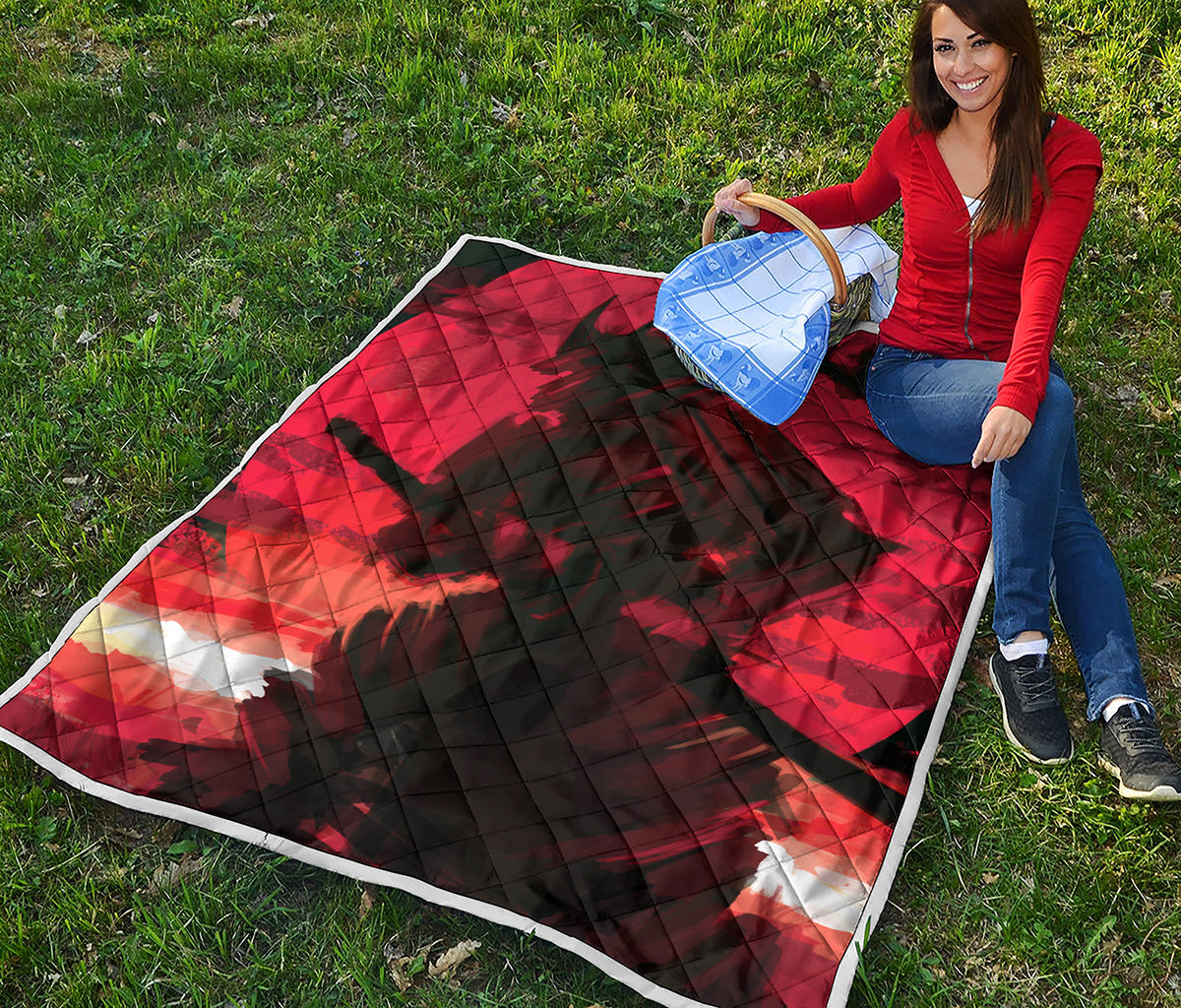 Red Sunset Samurai Print Quilt