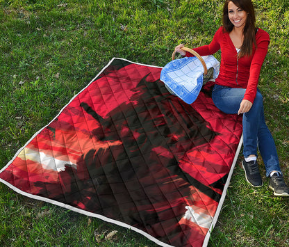 Red Sunset Samurai Print Quilt