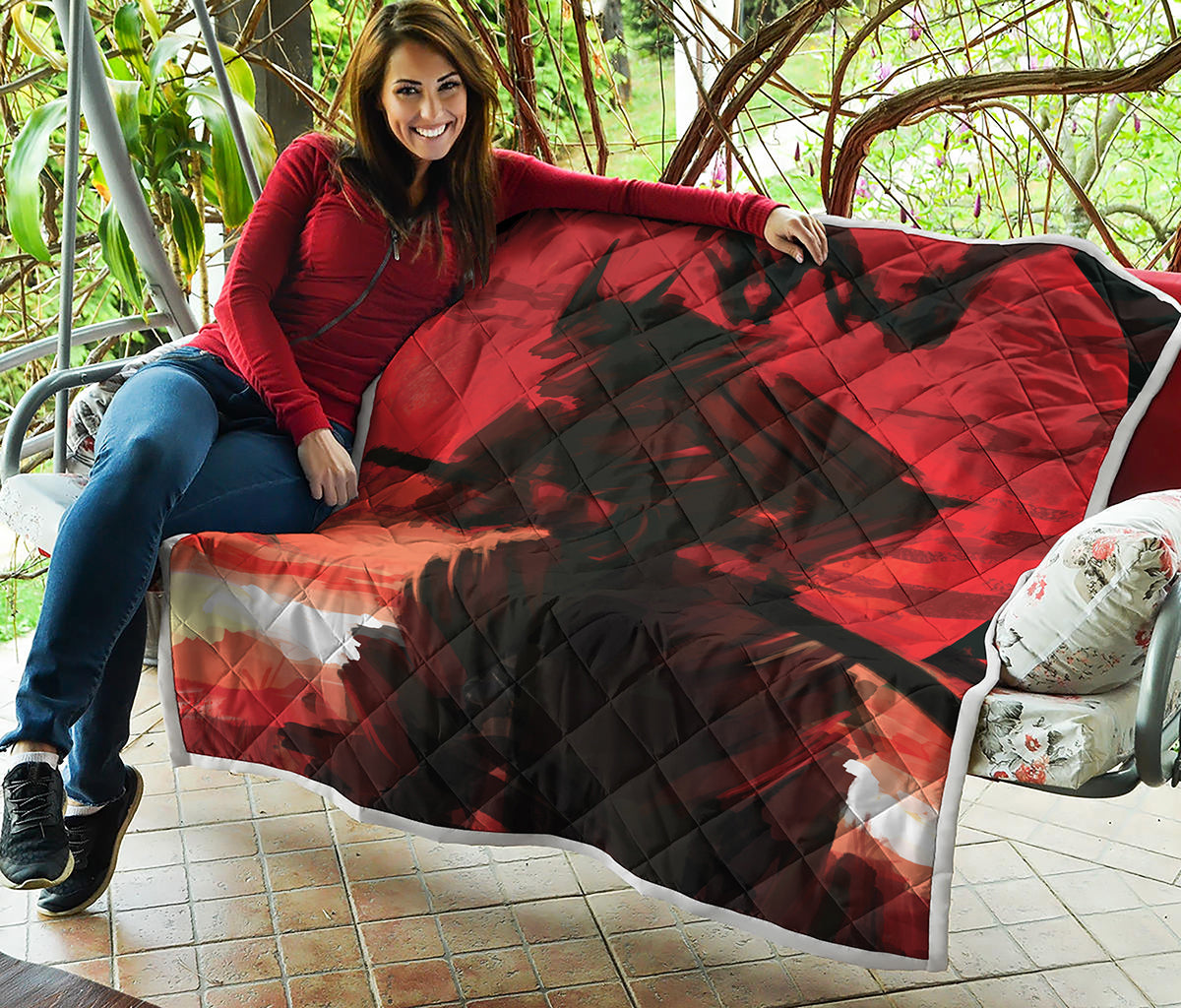 Red Sunset Samurai Print Quilt