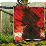 Red Sunset Samurai Print Quilt