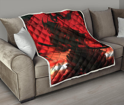 Red Sunset Samurai Print Quilt