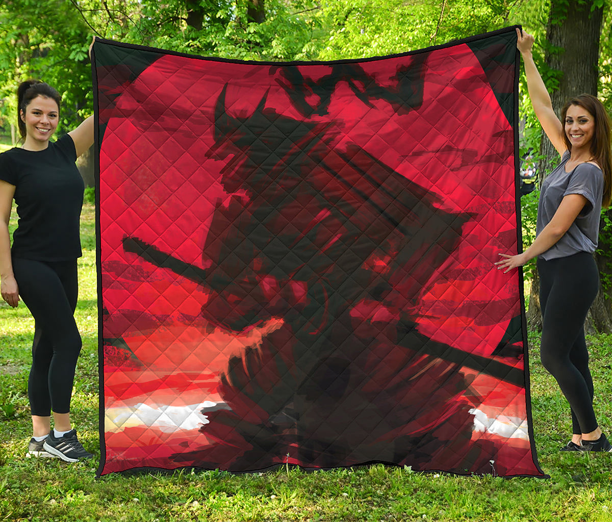 Red Sunset Samurai Print Quilt