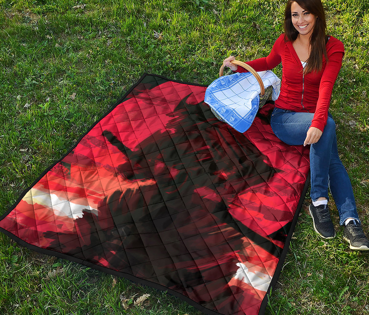 Red Sunset Samurai Print Quilt
