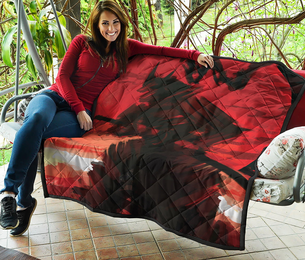 Red Sunset Samurai Print Quilt