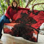 Red Sunset Samurai Print Quilt