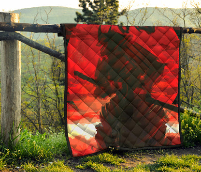 Red Sunset Samurai Print Quilt