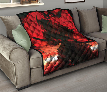 Red Sunset Samurai Print Quilt