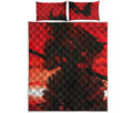 Red Sunset Samurai Print Quilt Bed Set