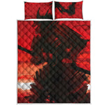 Red Sunset Samurai Print Quilt Bed Set
